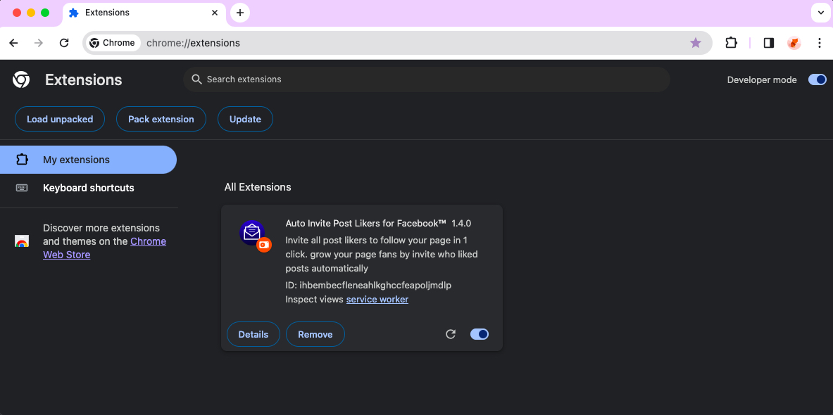 FB Post Likers Inviter chrome extension install done
